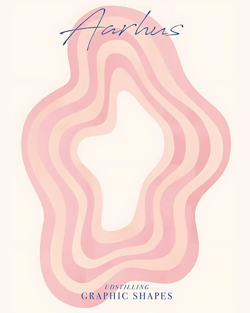 Abstracte Golf Modern Print, Deense Print, Aarhus Poster poster met houten frame van ArtHaus
