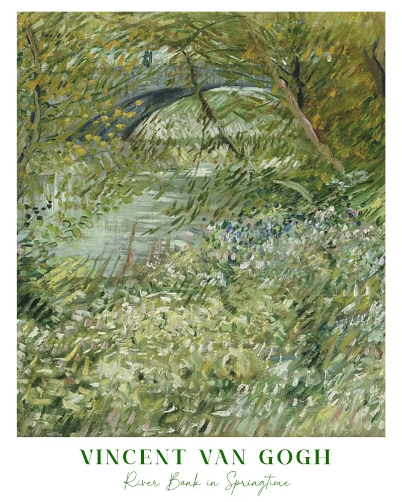 Van Gogh, River Bank in Spring Time, Botanical Classic Print canvas with Floater frame by ArtHaus