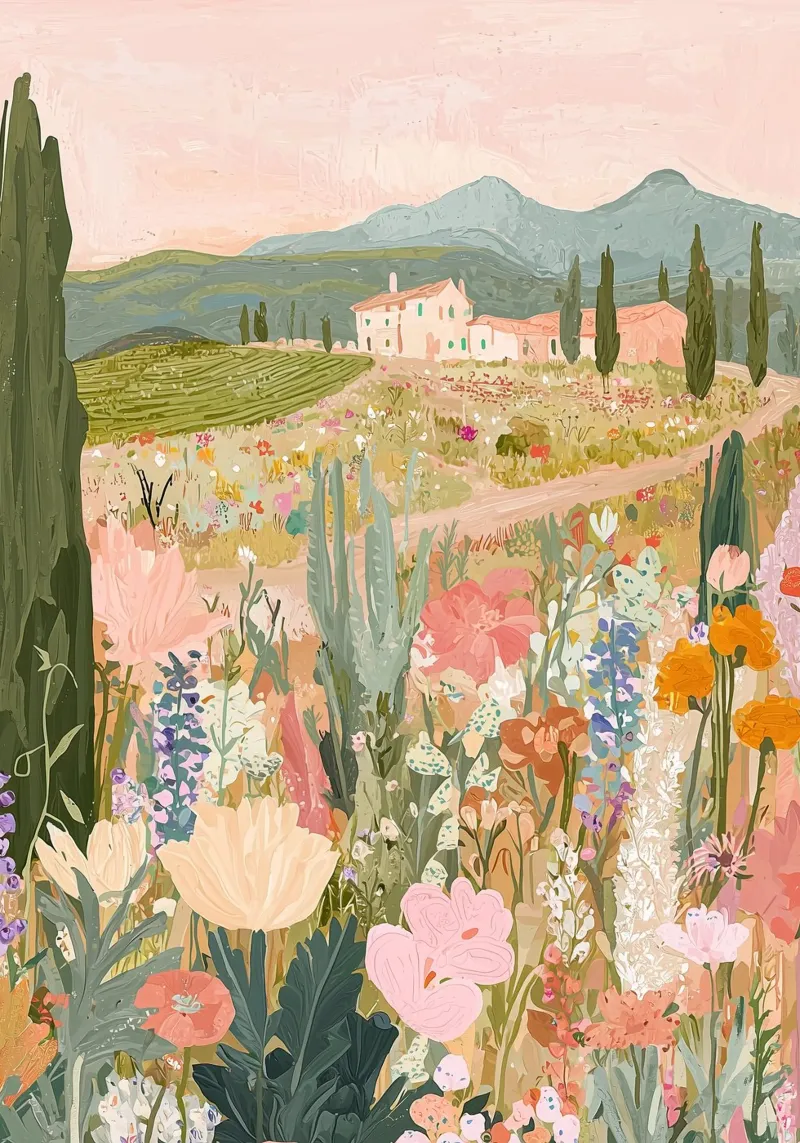 Abstract Floral Wilderness Print, Flower Landscape Art canvas by ArtHaus