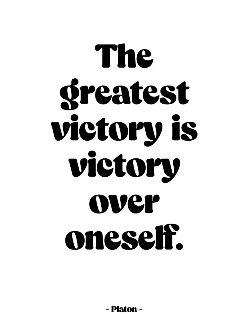 Citatie "De grootste overwinning is de overwinning over jezelf". canvas met Baklijst van Wall of Words