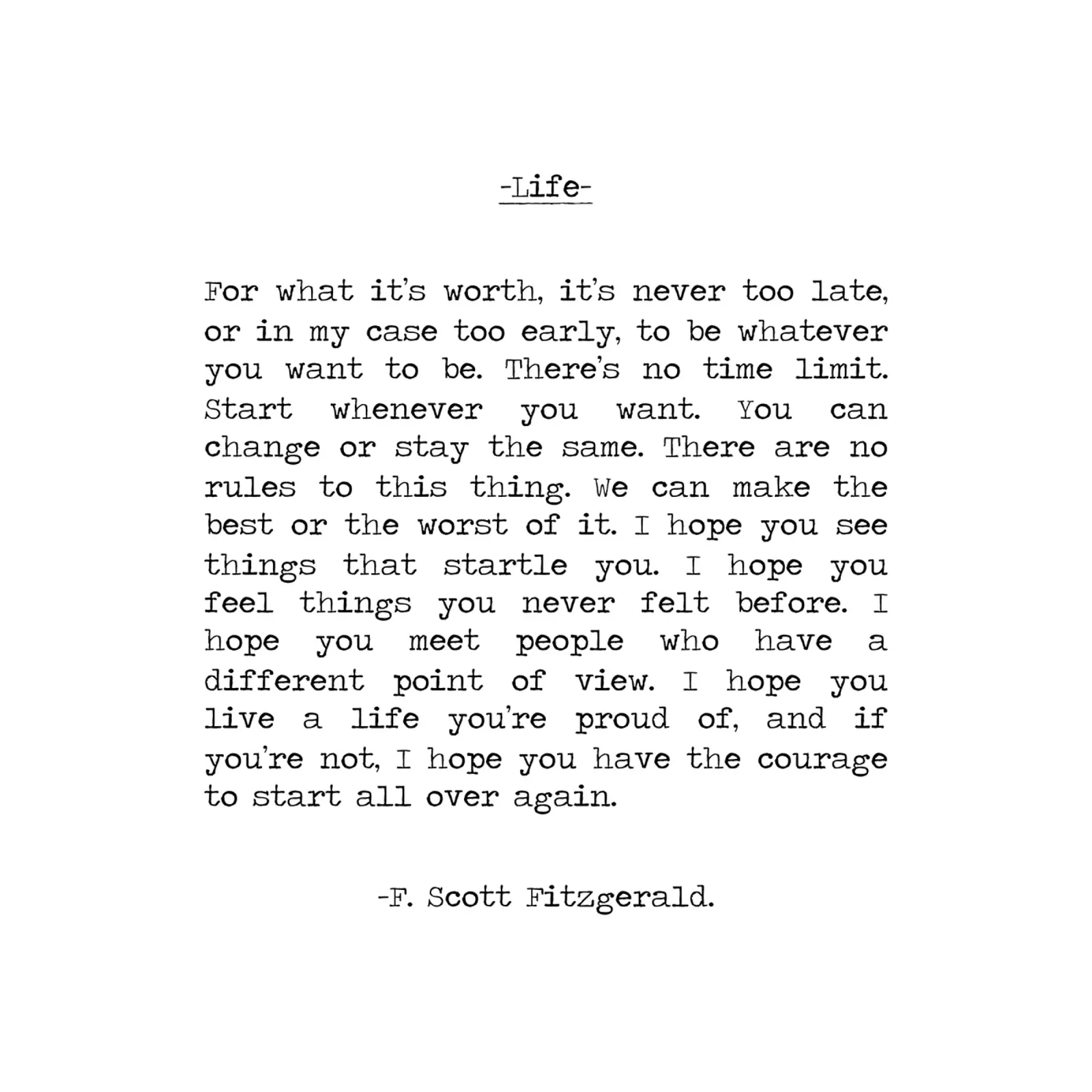 Por si sirve de algo Cita de la vida F. Scott Fitzgerald Cita metacrilato de Summer Soul Co. - Quotes