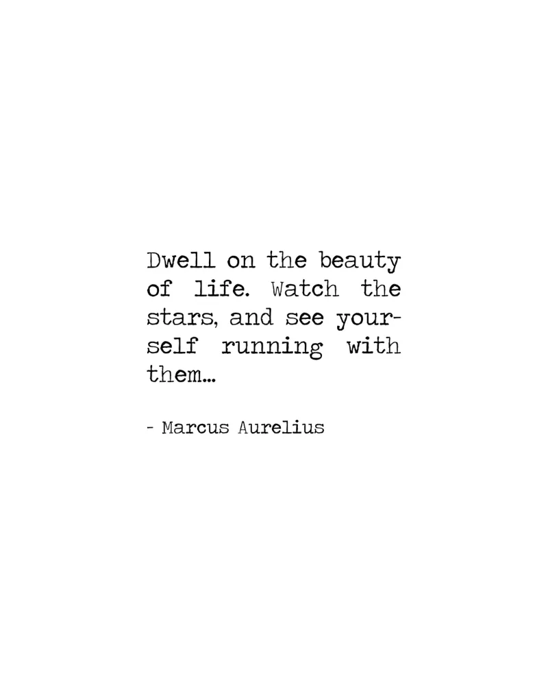 Soffermarsi sulla bellezza della vita Marco Aurelio citazione filosofica poster con telaio in plastica da Summer Soul Co. - Quotes