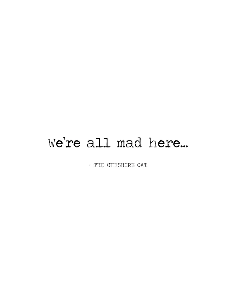 "We Are All Mad Here" The Cheshire Cat Alice In Wonderland canvas by Summer Soul Co. - Quotes