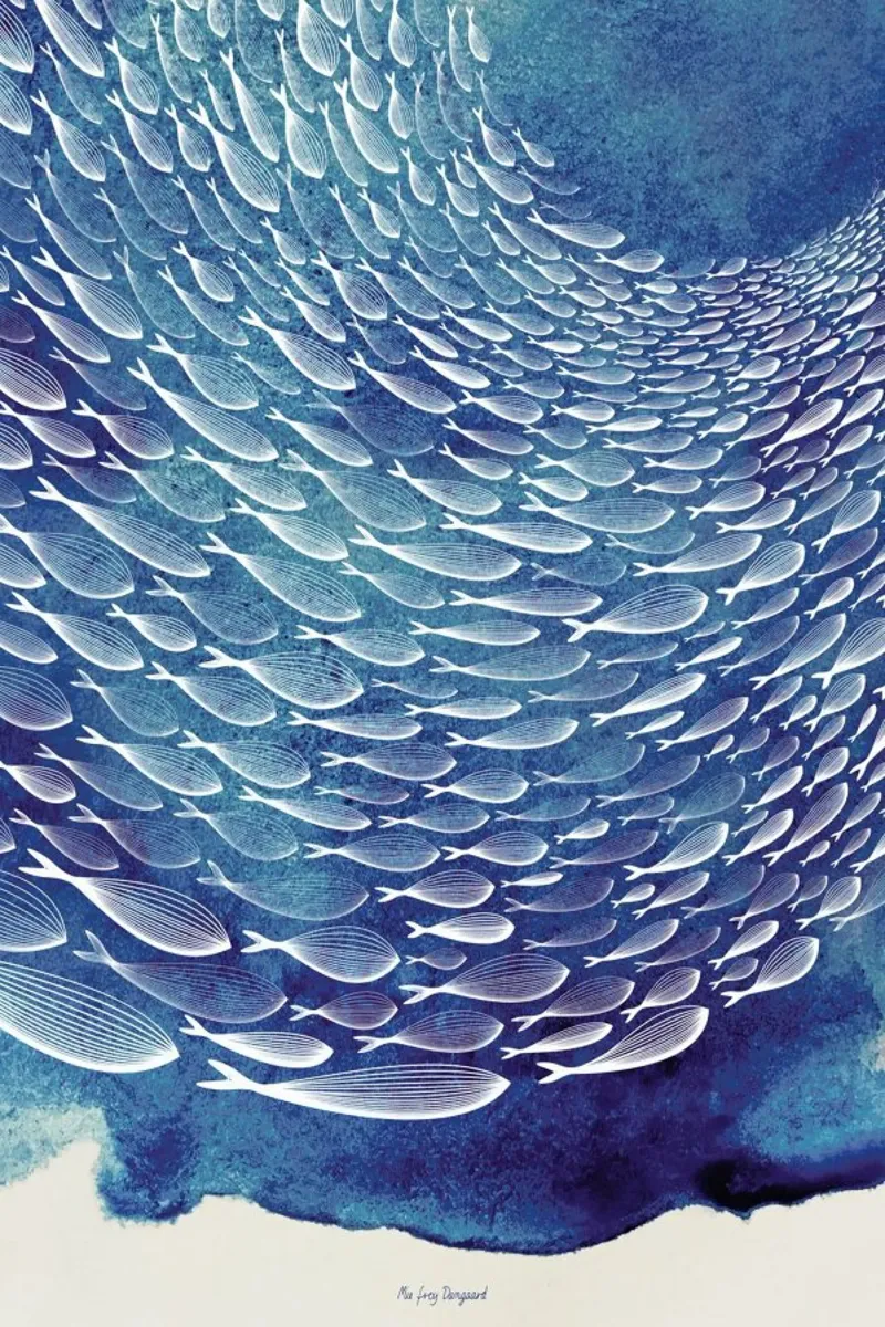 Fish Shoal poster con telaio in plastica da Mie Frey Damgaard