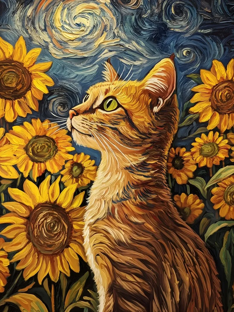 Van Goghs Katze Poster mit Aluminium Rahmen von Schön