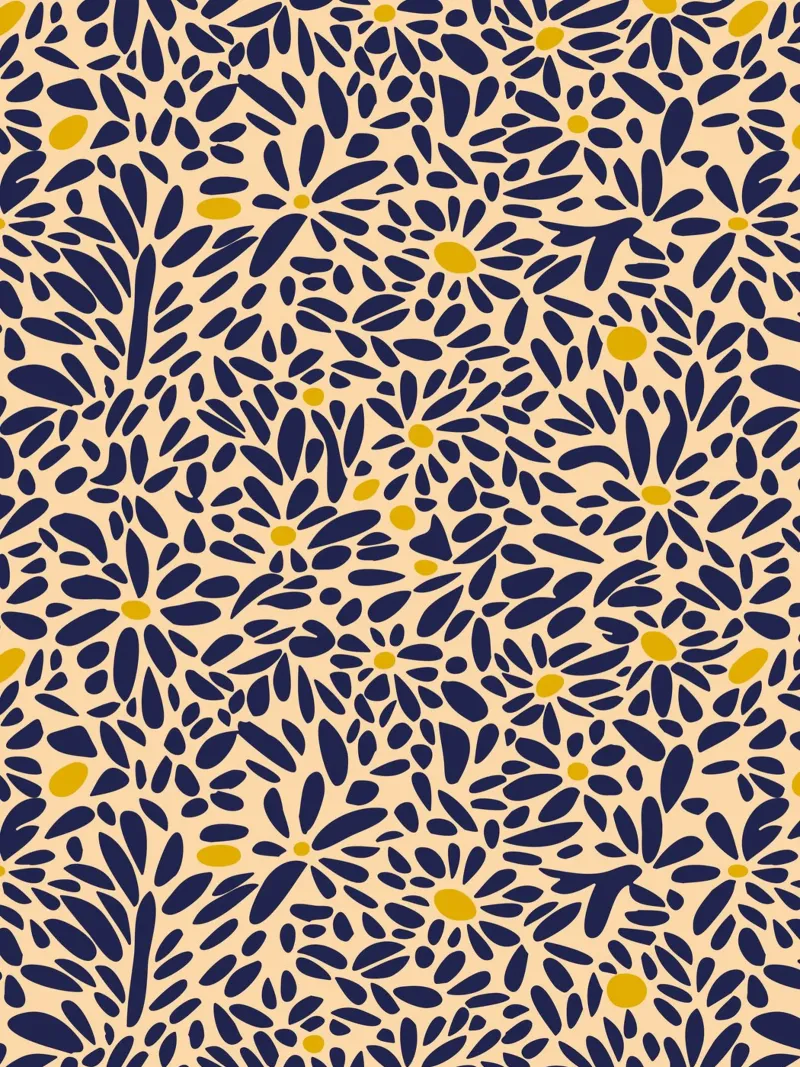Bloemenzee - abstract patroon in blauw en goud canvas met Baklijst van Spunk