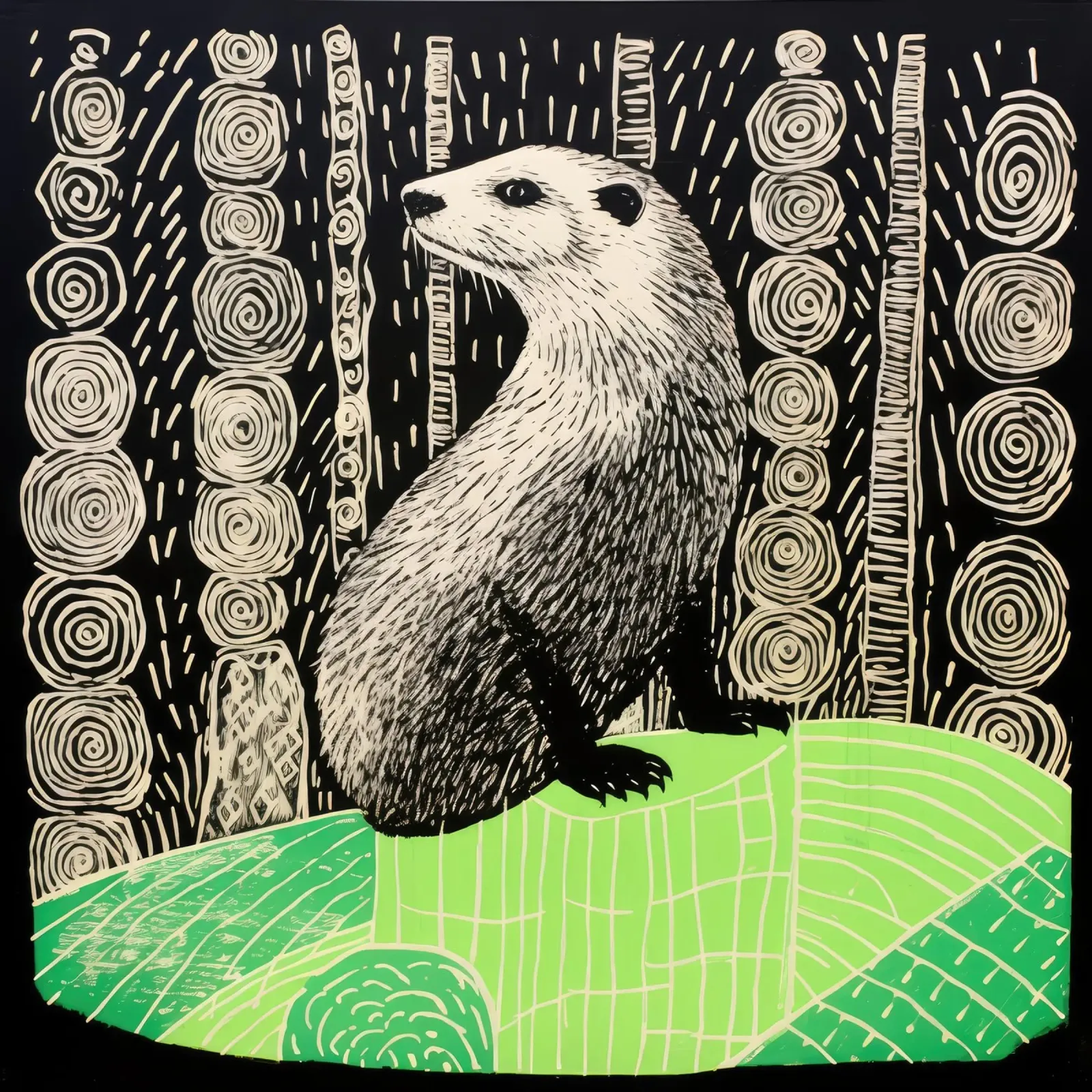 Marmotta verde 2 pellicola backlit da Minimal Animal Art