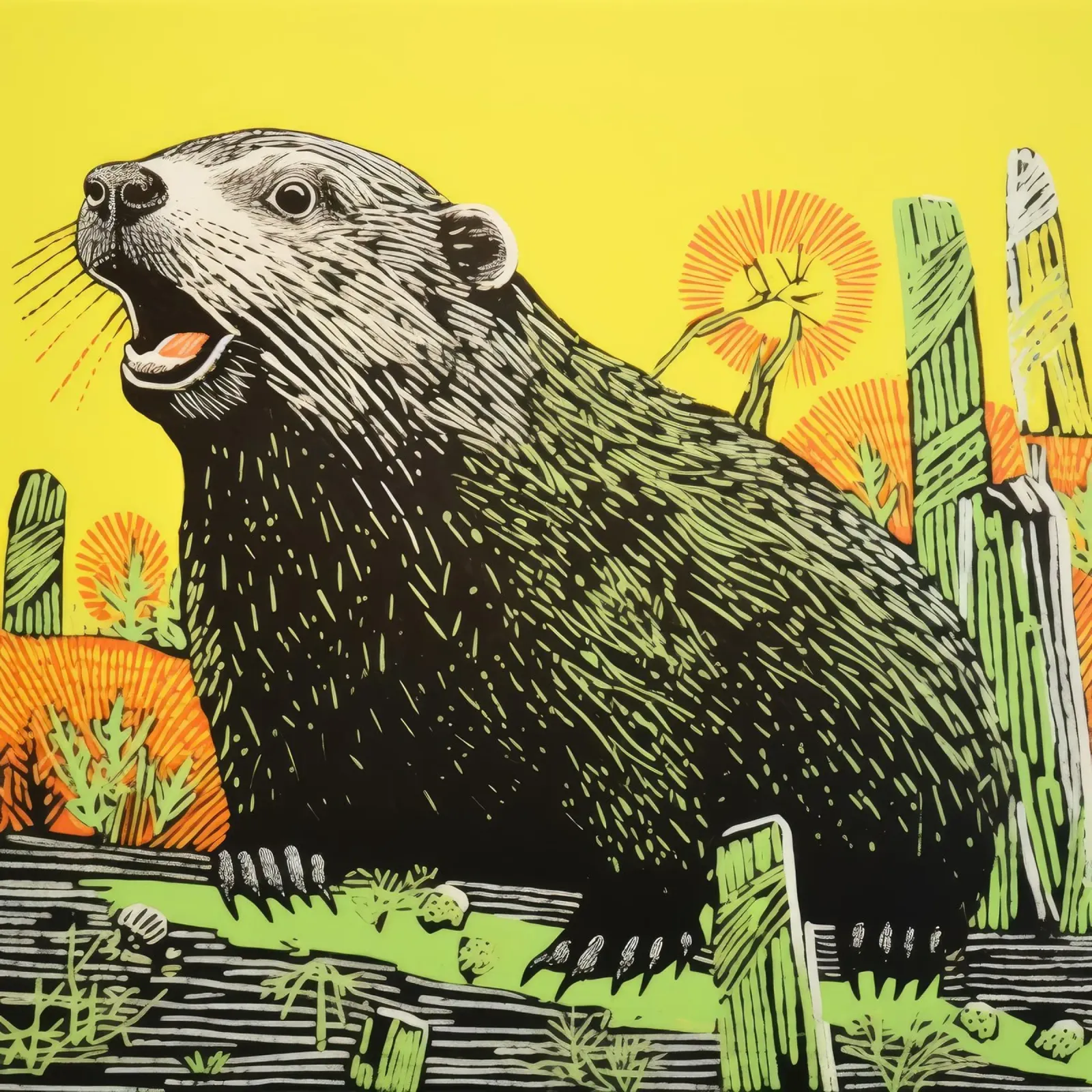 Marmotta verde 3 pellicola backlit da Minimal Animal Art