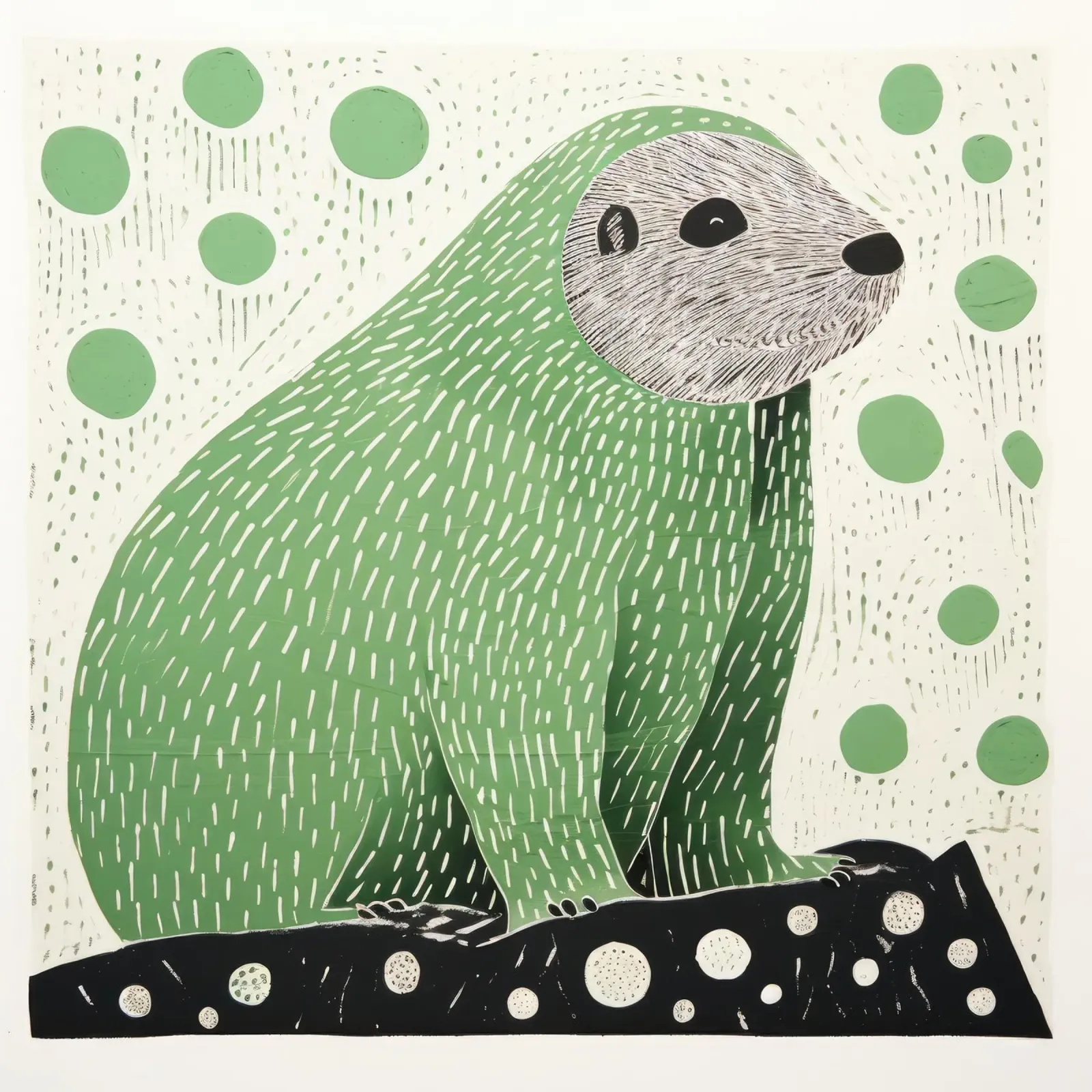 Marmotta verde 4 pellicola backlit da Minimal Animal Art