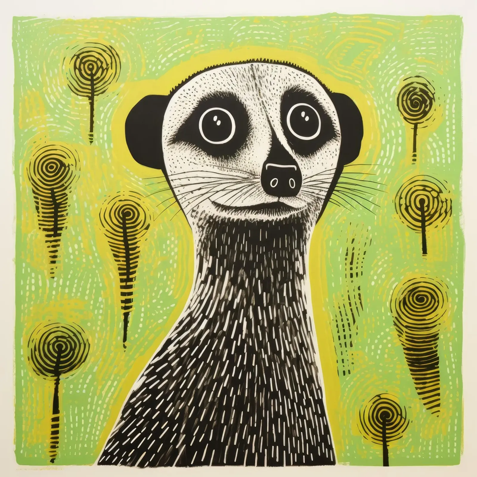 Meerkat verde 1 pellicola backlit da Minimal Animal Art
