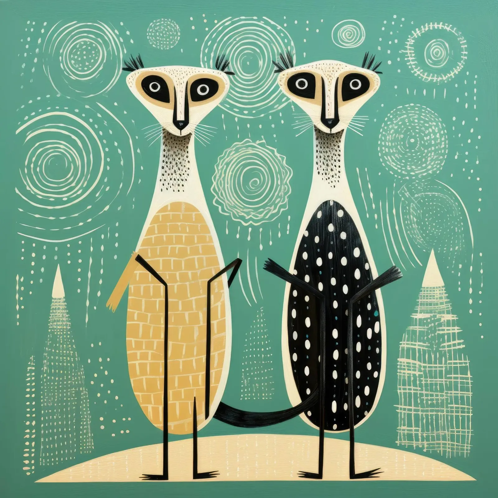 Meerkat verde 2 pellicola backlit da Minimal Animal Art
