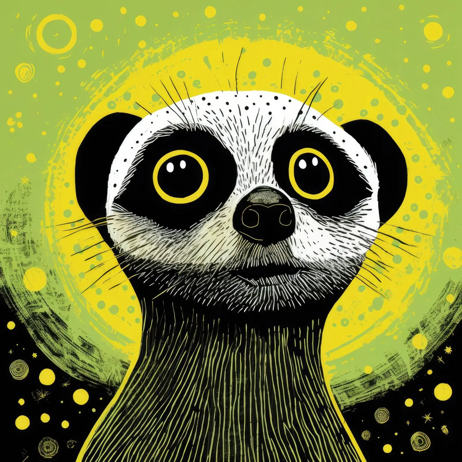 Meerkat verde 3 pellicola backlit da Minimal Animal Art