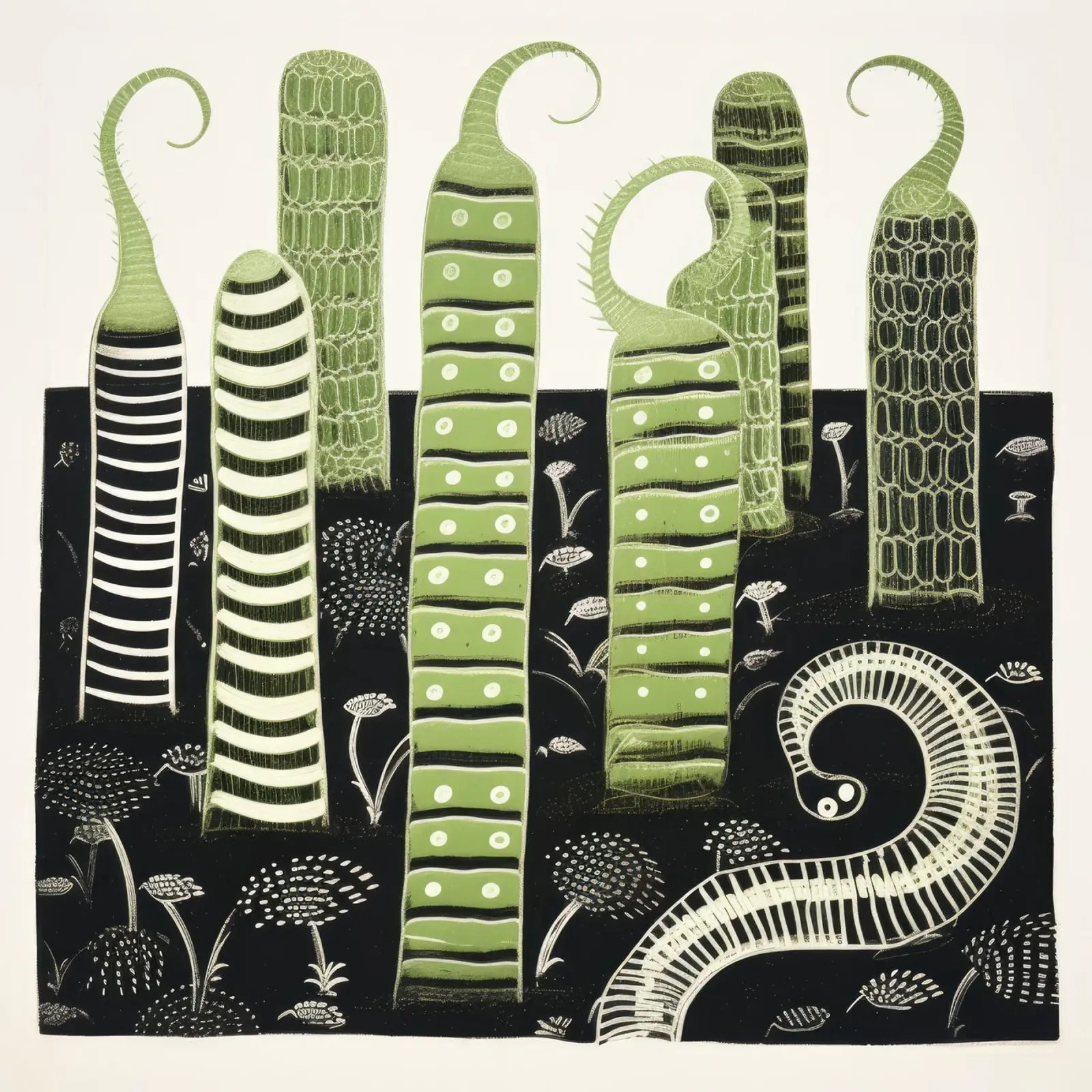 Grüner Tausendfüßler 3 Hahnemühle von Minimal Animal Art