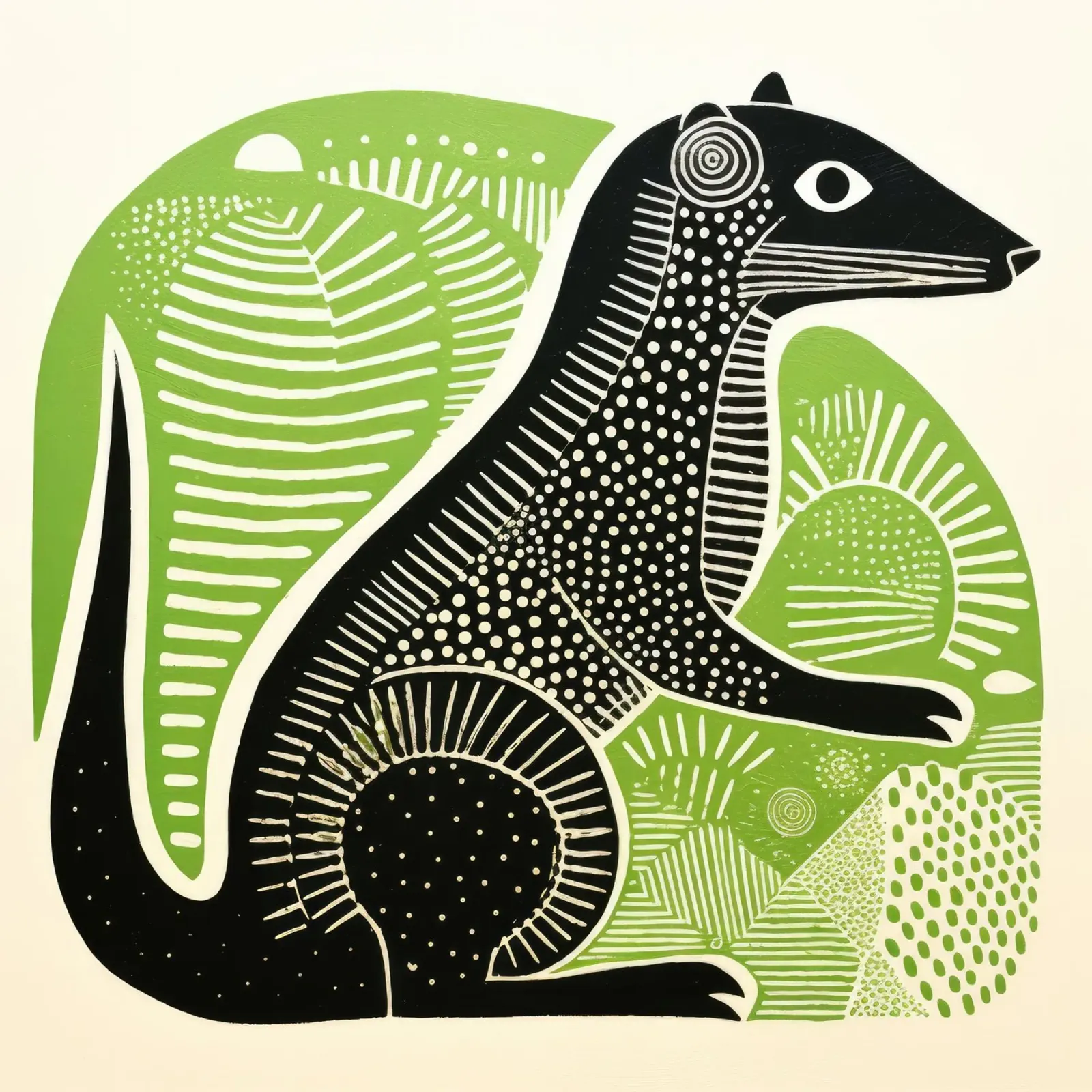 Green Mongoose 1 canvas met Baklijst van Minimal Animal Art