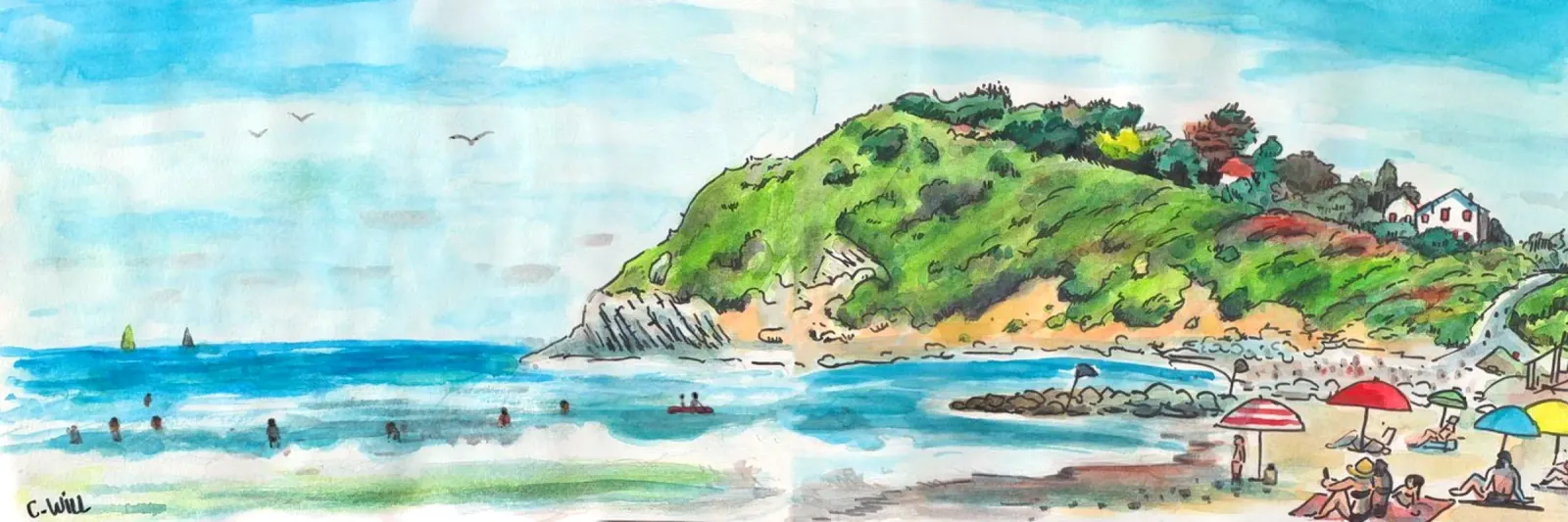 Spiaggia dei Paesi Bassi poster con telaio in legno da C.WILL