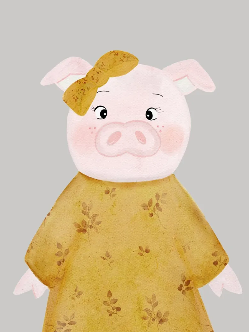 Susi the pig canvas with Floater frame by HummelBär