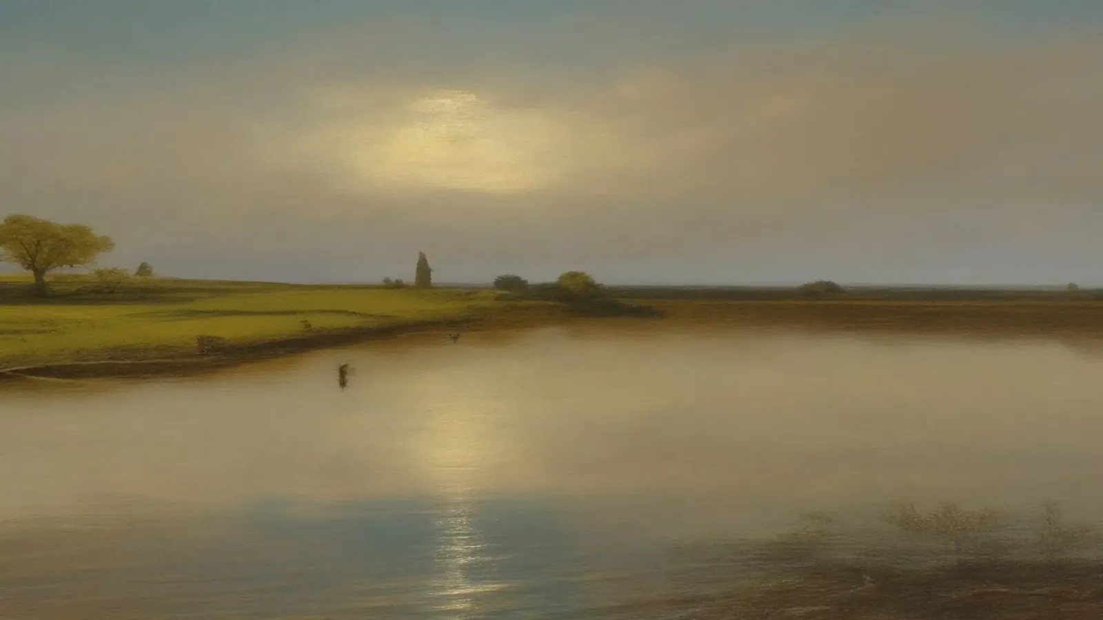 Uitzicht op het meer canvas met Baklijst van Impressionismus by LK