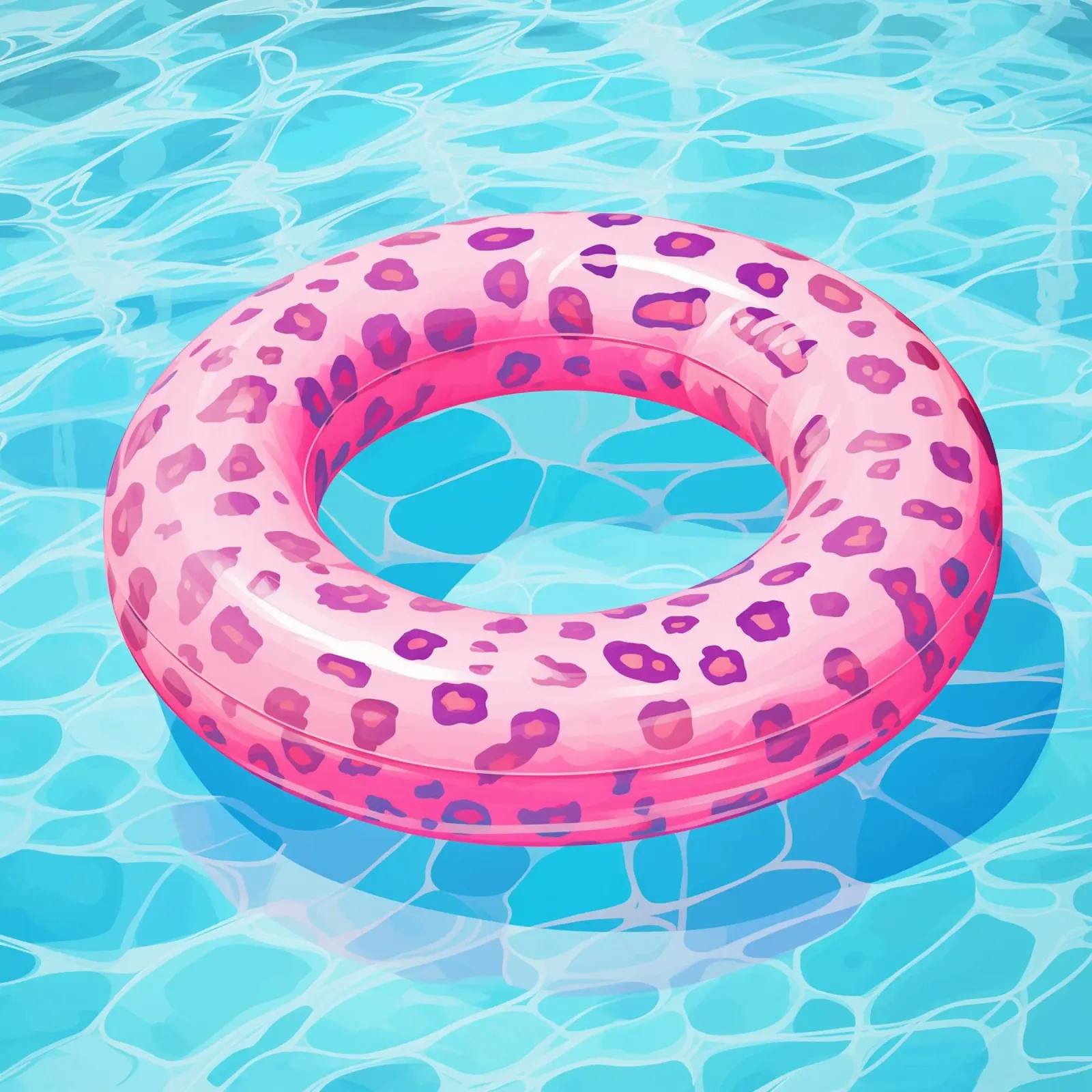 Diversión en la piscina con neumáticos de natación de leopardo poster de Carinaprint