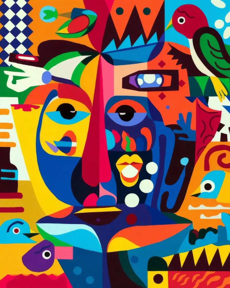 Gefragmenteerd portret canvas met Baklijst van Monarco Virtuoso