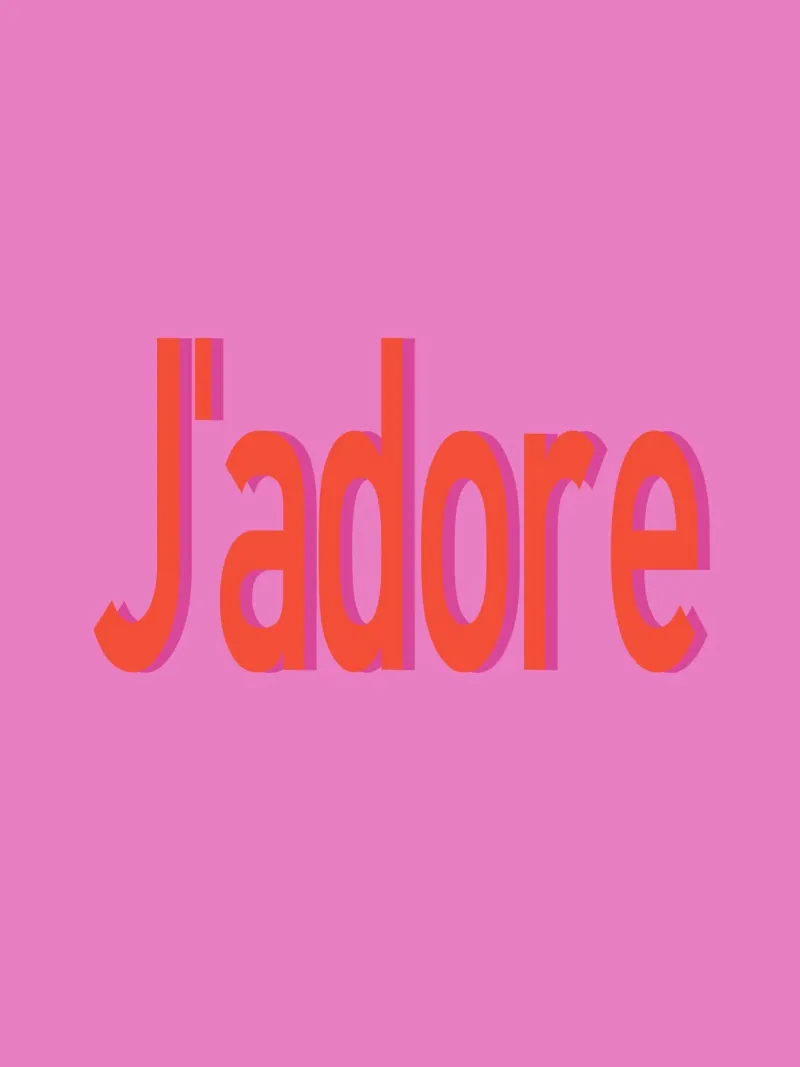 "j' adore" Citazione romantica poster con telaio in alluminio da Carinaprint
