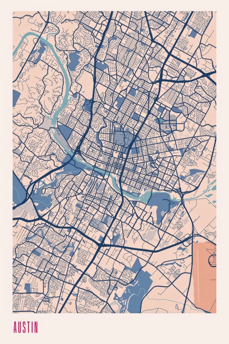 Austin : l'âme vivante du Texas poster de MOOODZART