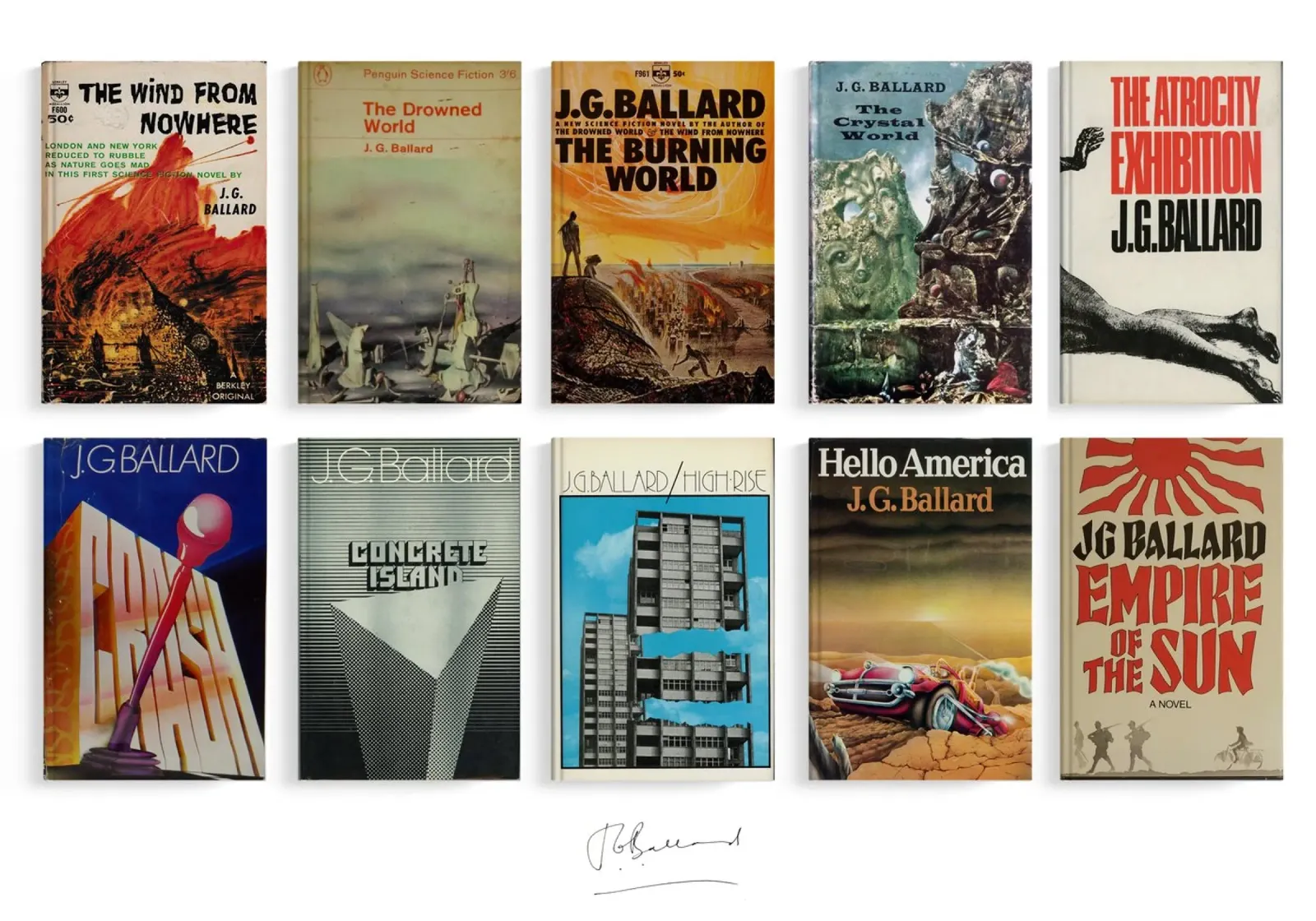 JG Ballard - Collected First Editions - Literary Gift poster con telaio in alluminio da MissLiterarty
