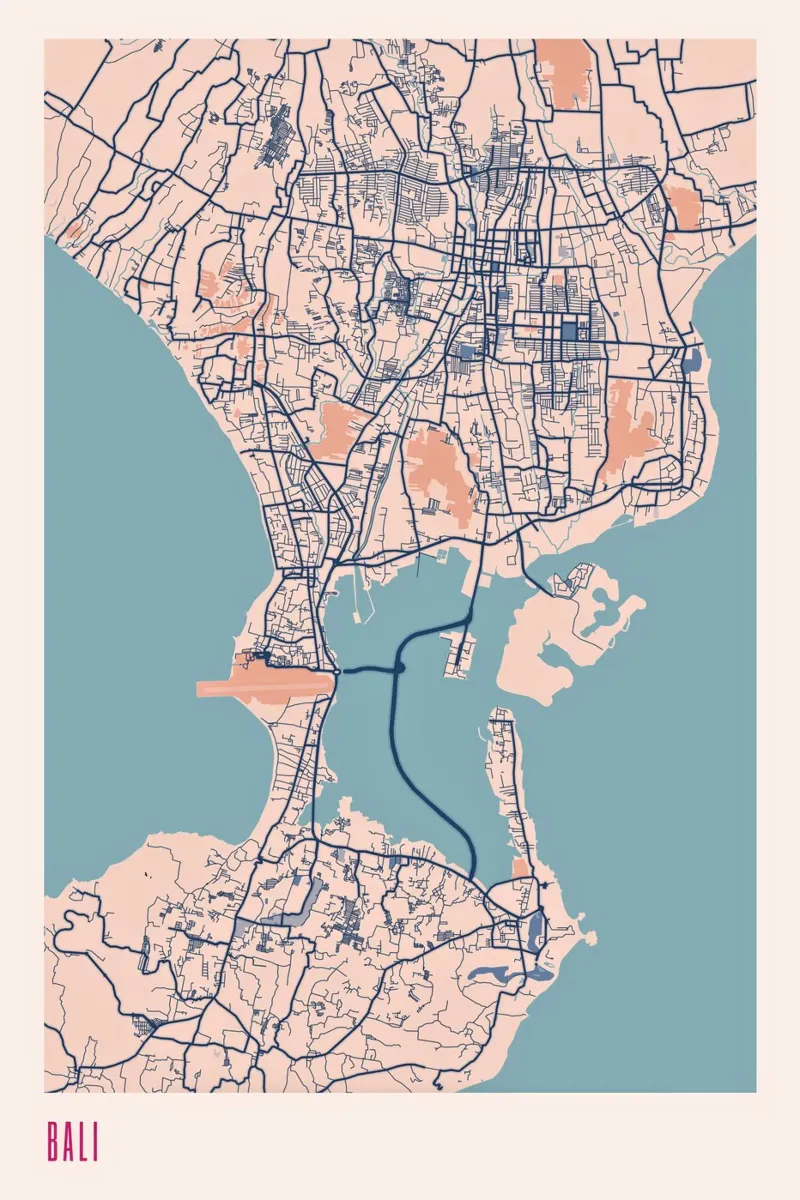 Bali: l'isola degli dei poster con telaio in alluminio da MOOODZART