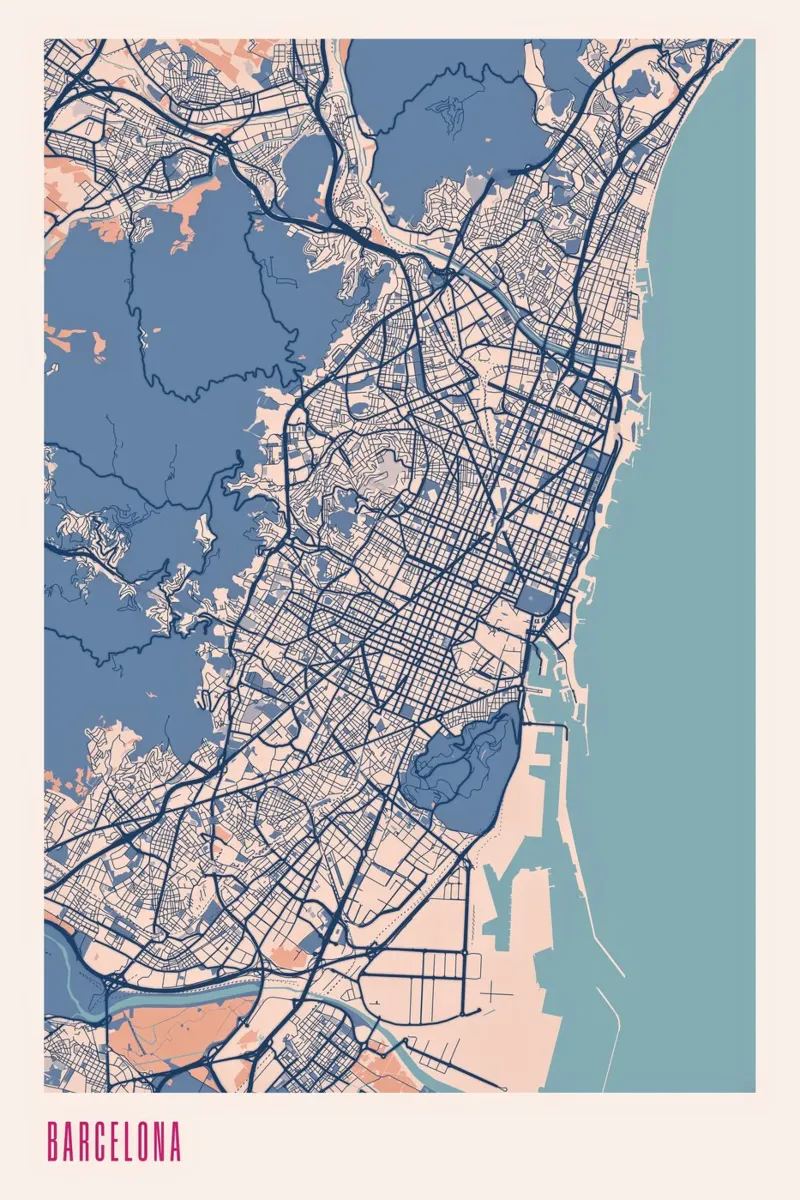 Barcellona L'arte della capitale catalana poster con telaio in plastica da MOOODZART