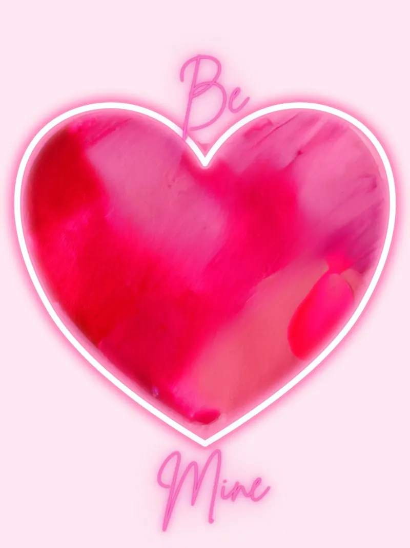 Cuore dipinto rosa multiplo "Be Mine" con bordo fluorescente pellicola backlit da FABOArt