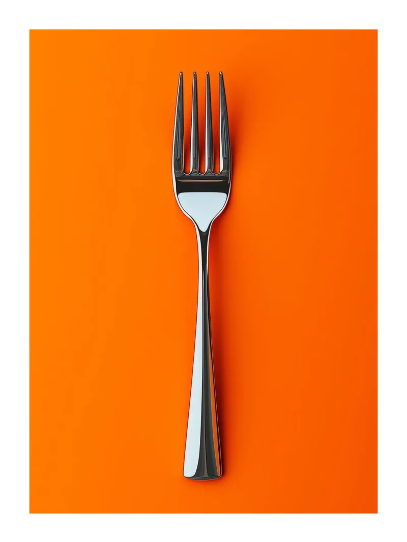 Fork on orange background canvas with Floater frame by Spice & Style