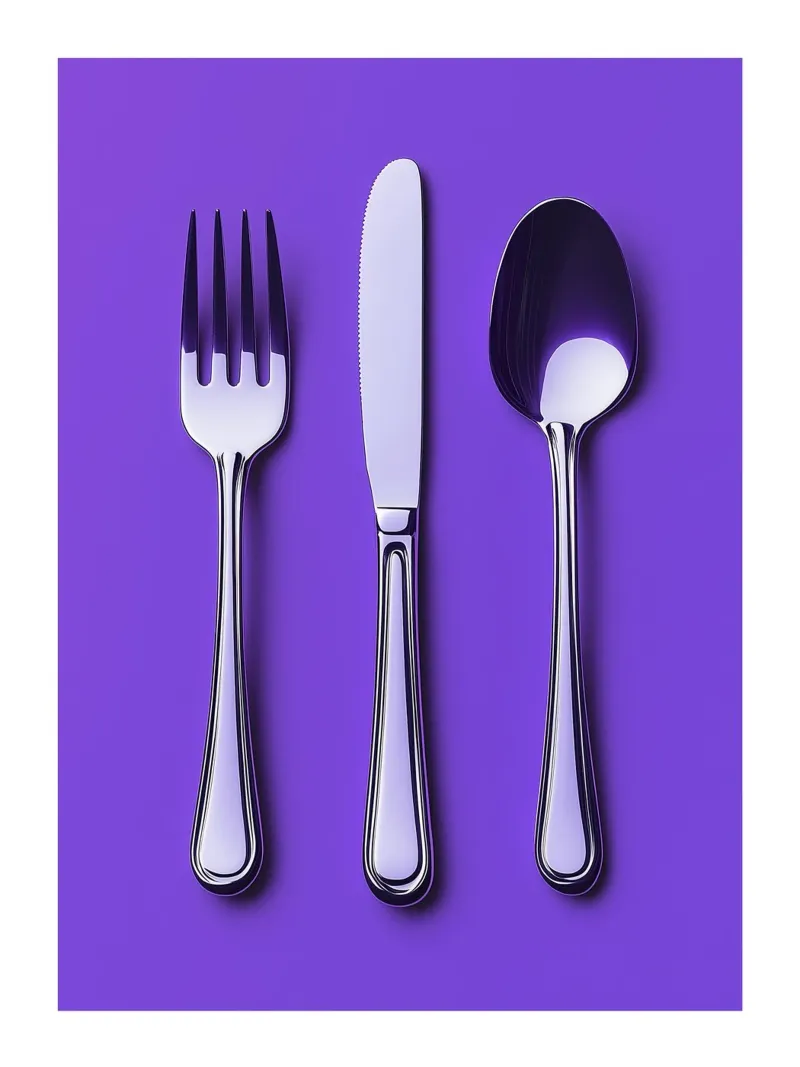 Posate su sfondo viola alluminio dibond da Spice & Style