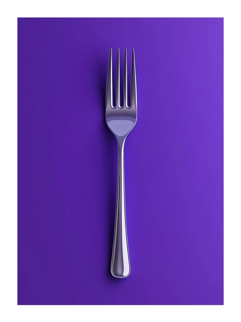 Fork on purple background canvas with Floater frame by Spice & Style