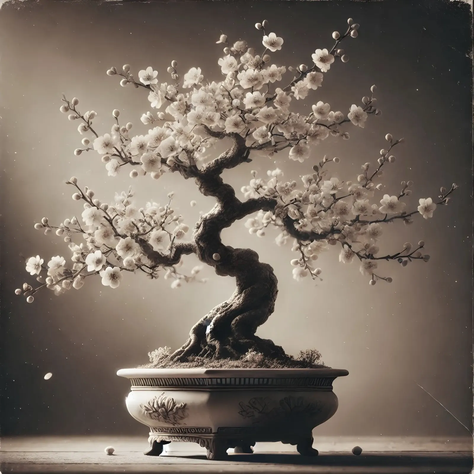 Bonsaï en fleurs de cerisier - Esthétique asiatique élégante toile de scHio