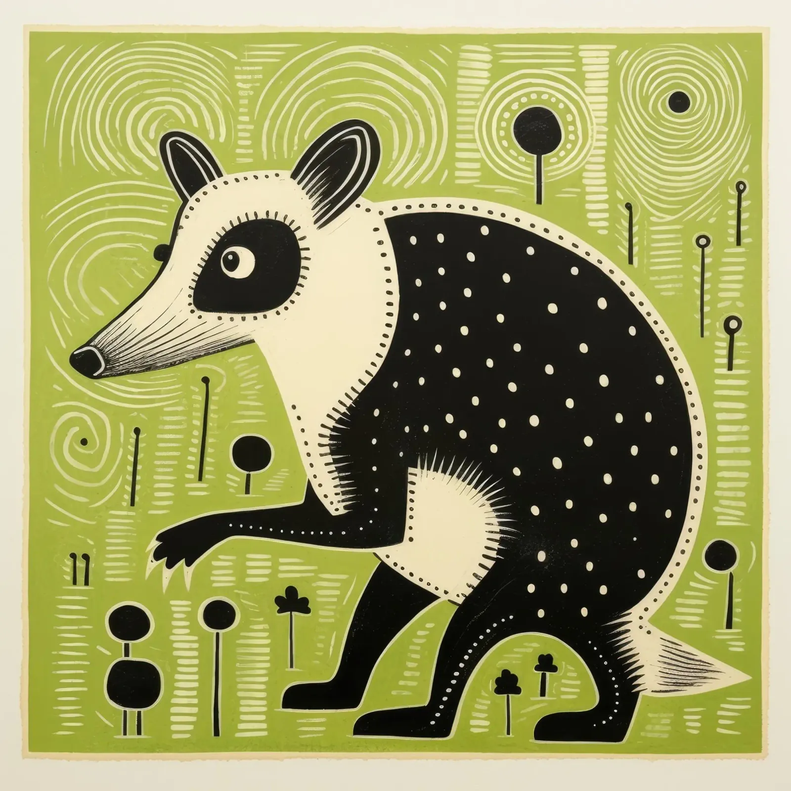 Opossum verde 1 pellicola backlit da Minimal Animal Art
