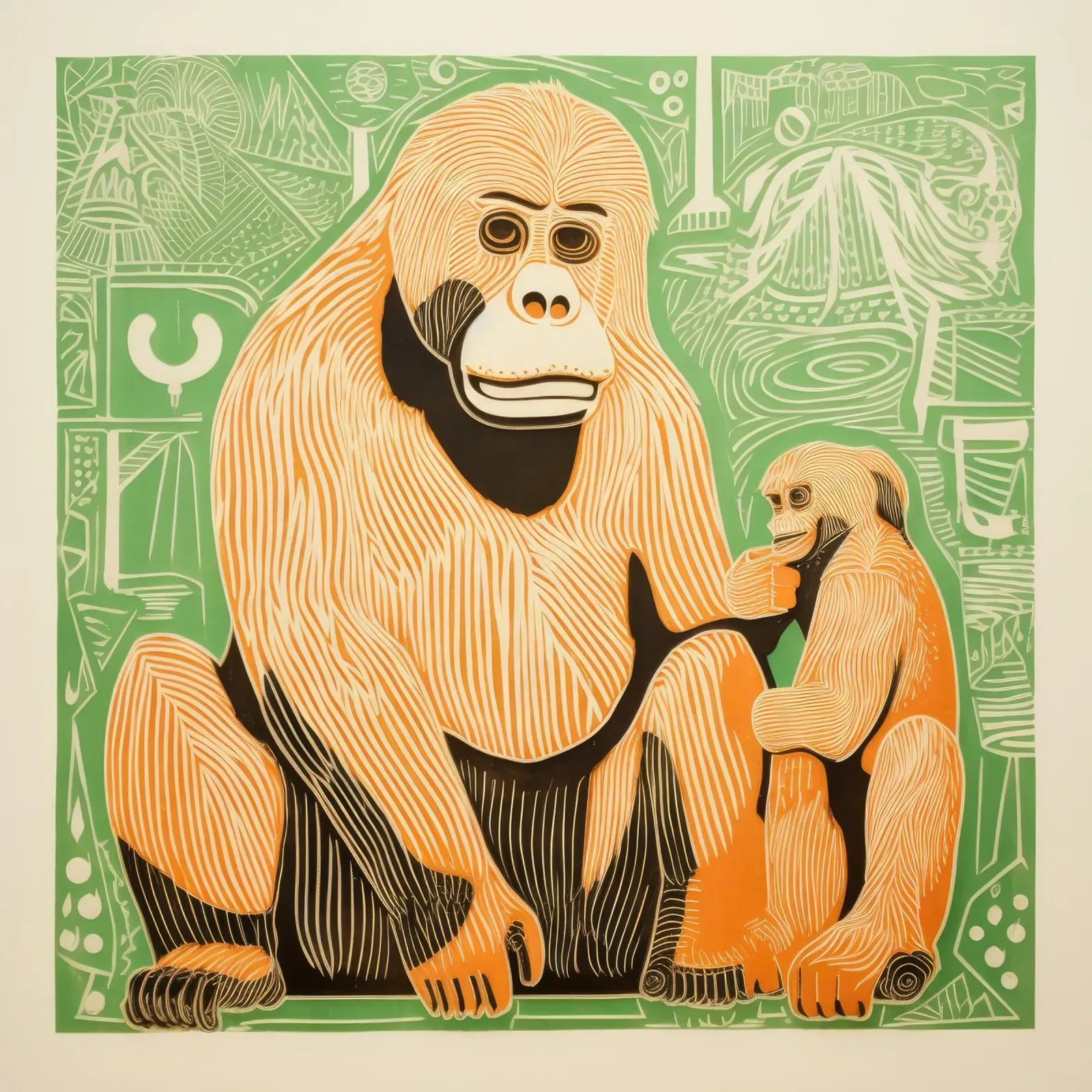Orangutan verde 2 pellicola backlit da Minimal Animal Art