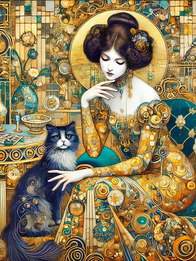 Lady with cat poster by Art-Nouveau-Dsg