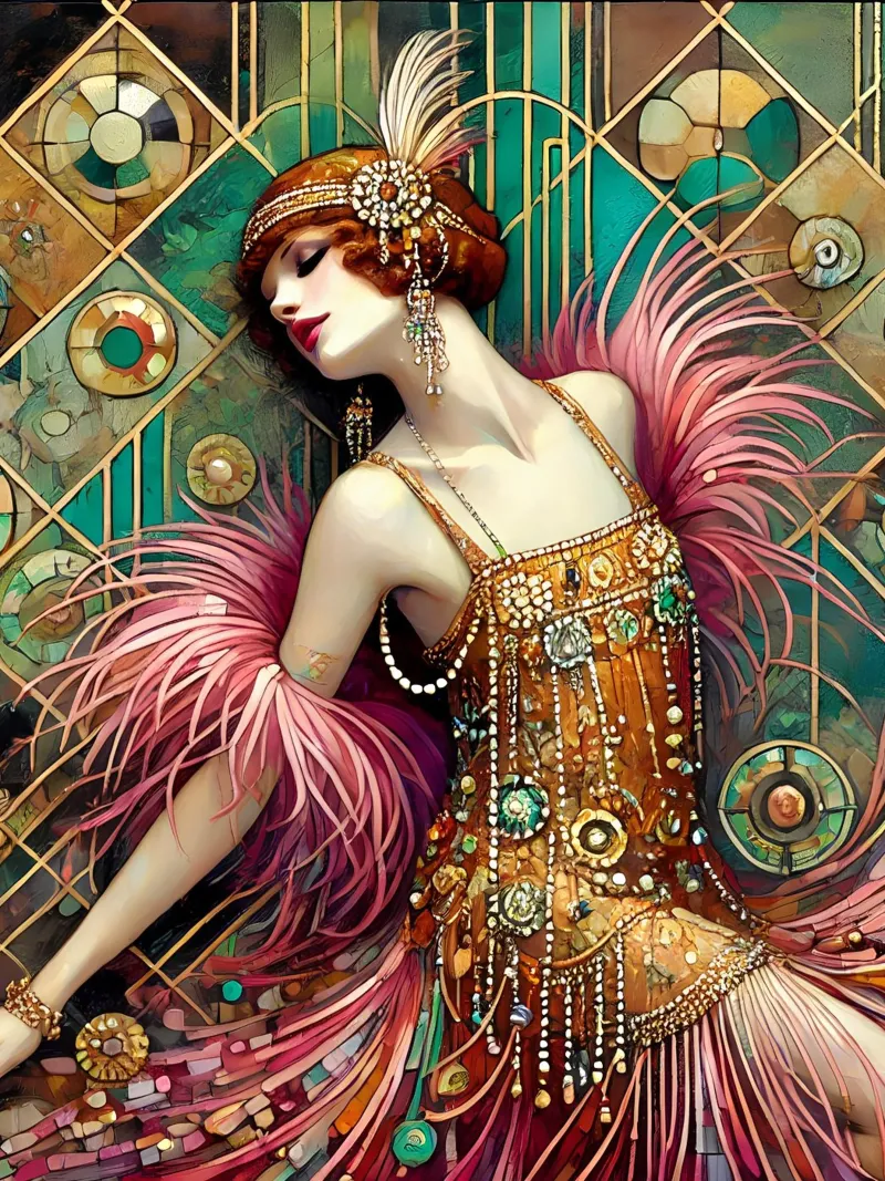 Flapper Dancer alluminio dibond da Art-Nouveau-Dsg