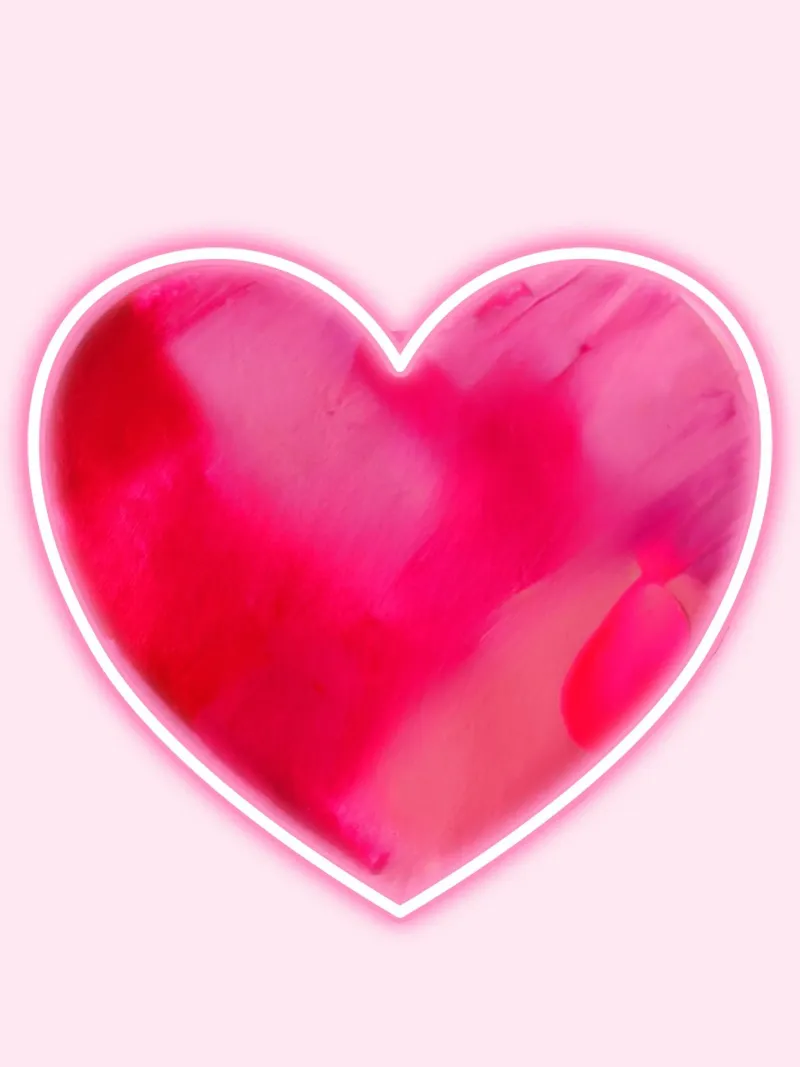 Cuore dipinto rosa multiplo con bordo neon plexiglass da FABOArt