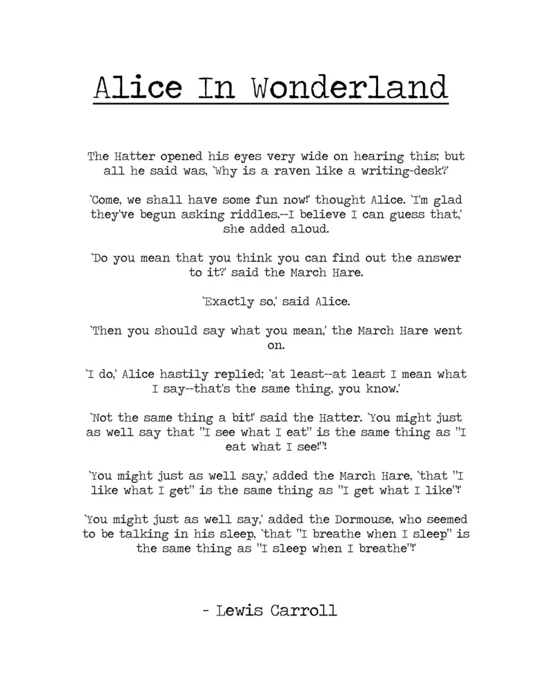 "Man sollte sagen, was man meint" Zitat Alice im Wunderland Hahnemühle von Summer Soul Co. - Quotes