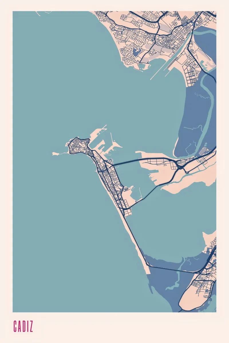 Cádiz, il bordo della Spagna poster con telaio in legno da MOOODZART