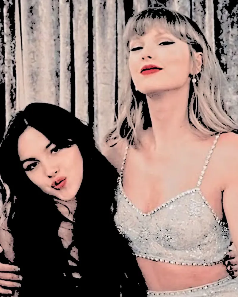 Taylor Swift e Olivia Rodriguez pop art pellicola backlit da music soul