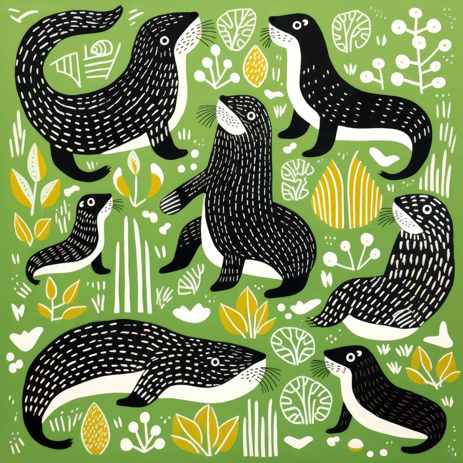 Grüner Otter 1 Acryl-Glas von Minimal Animal Art