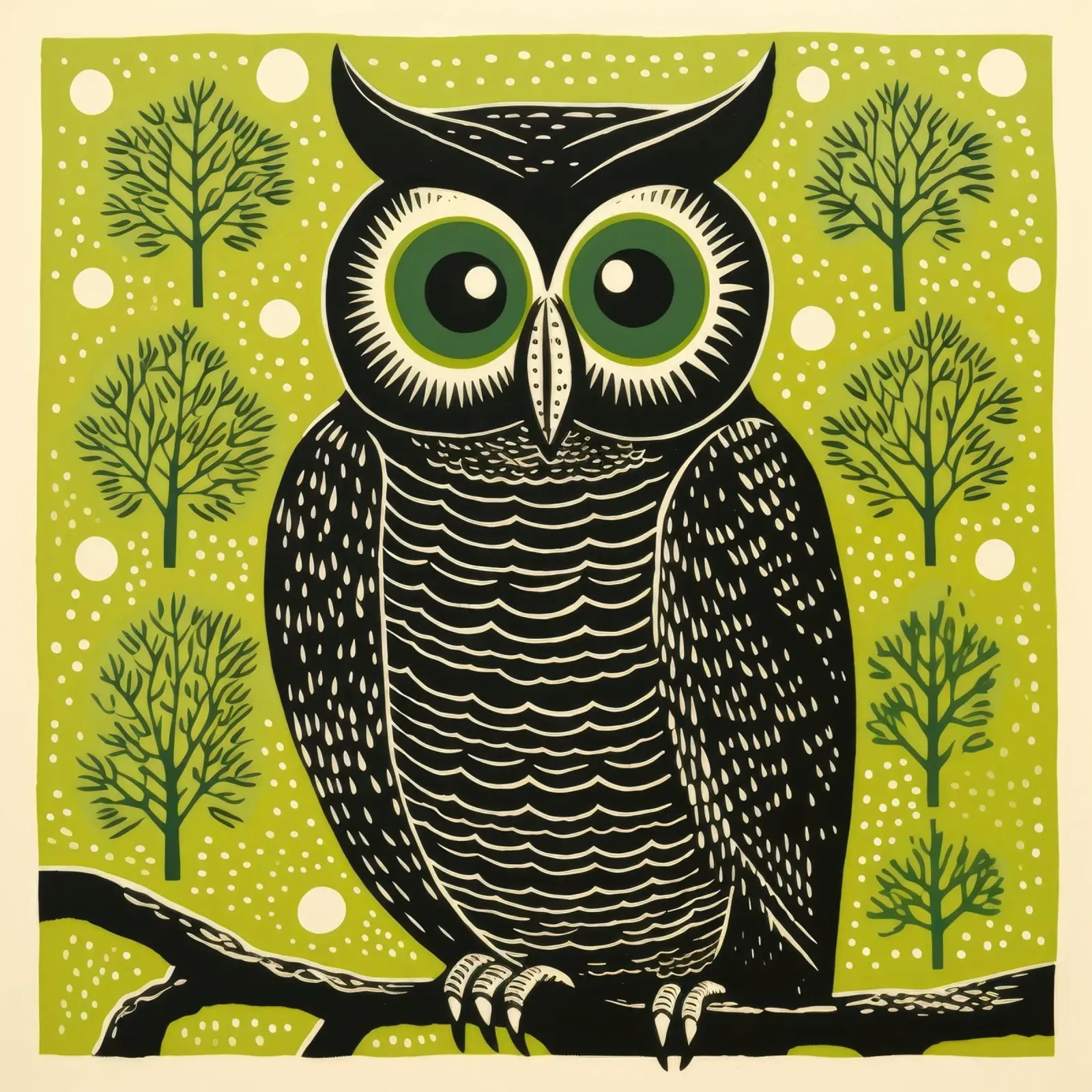 Gufo Verde 4 pellicola backlit da Minimal Animal Art