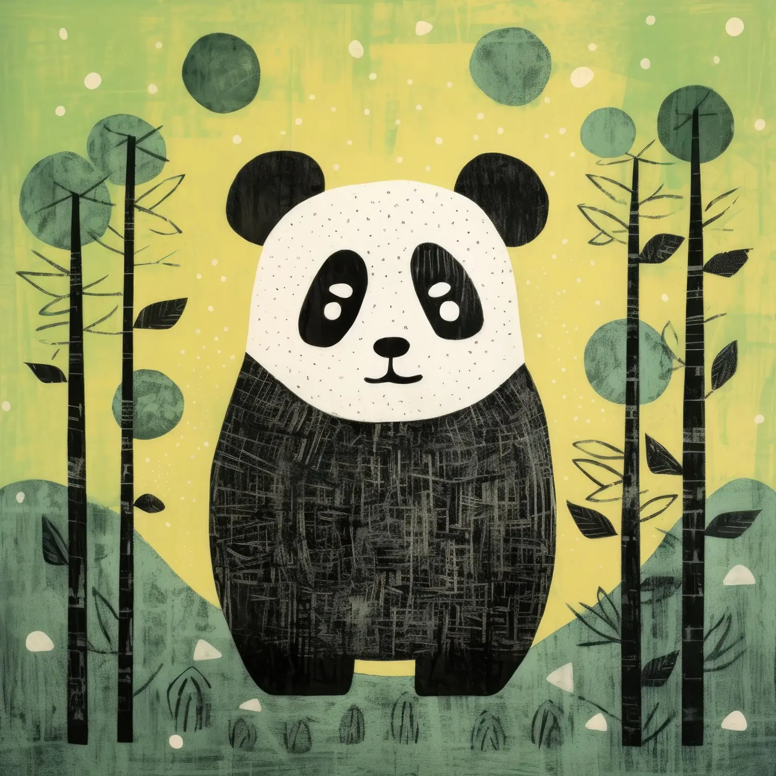 Panda verde 2 carta hahnemühle da Minimal Animal Art