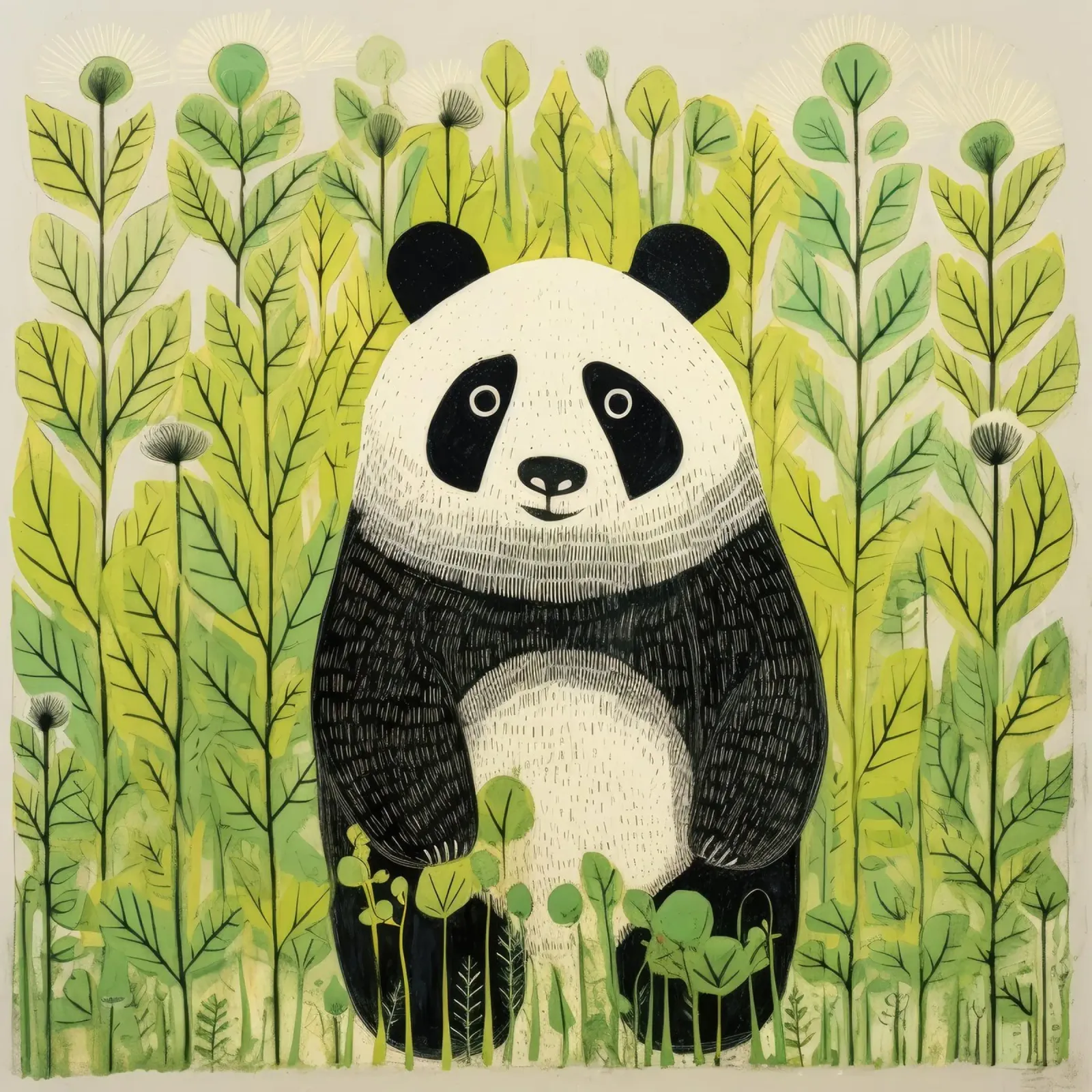 Panda verde 3 pellicola backlit da Minimal Animal Art