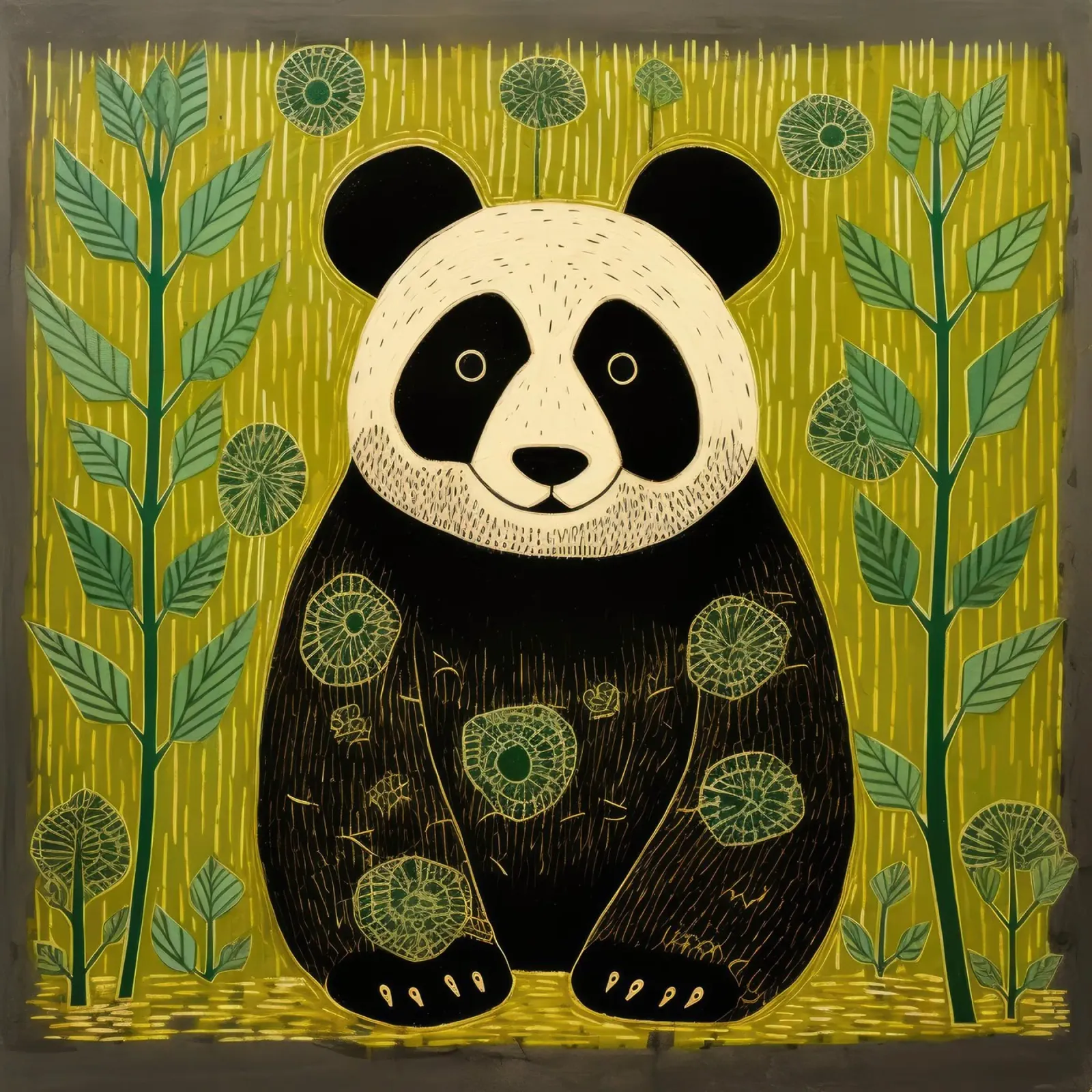 Panda verde 4 pellicola backlit da Minimal Animal Art