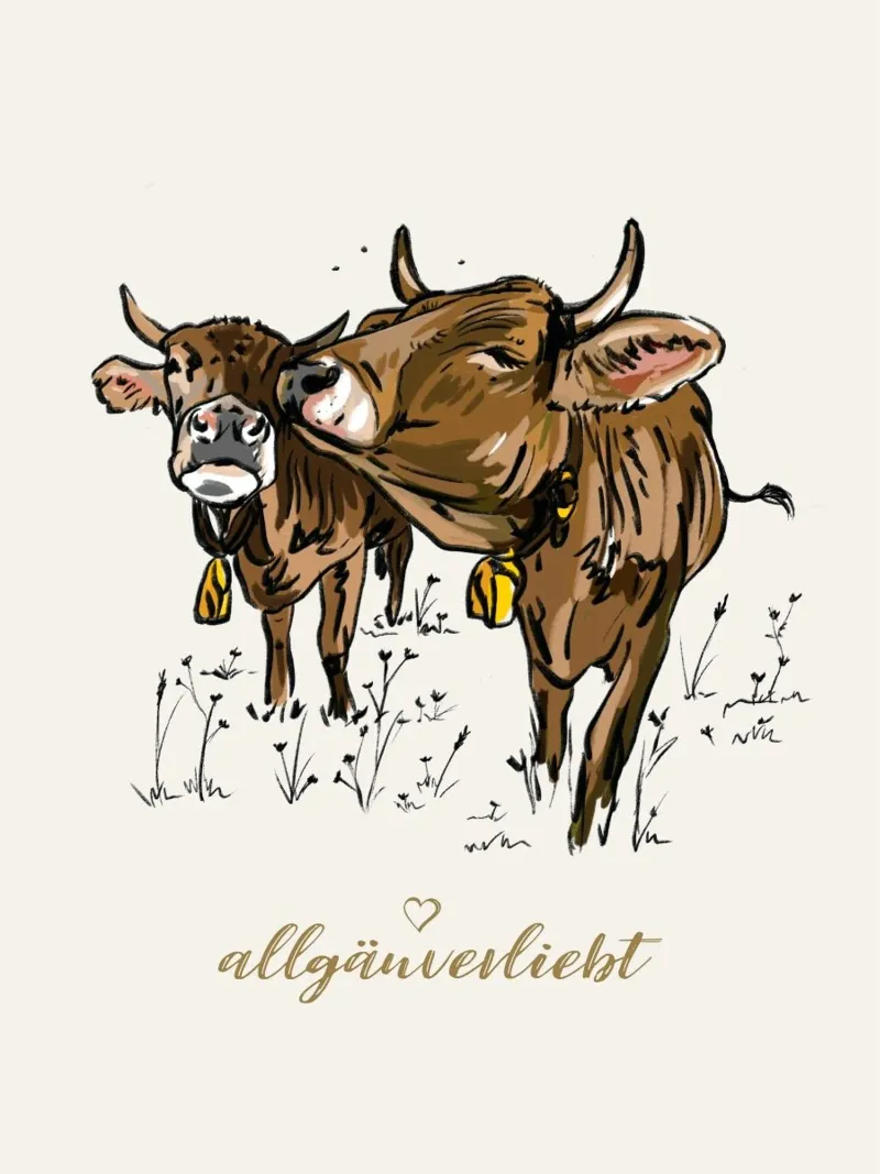 Zwei Kühe – Allgäuer Braunvieh Acryl-Glas von allgäuverliebt