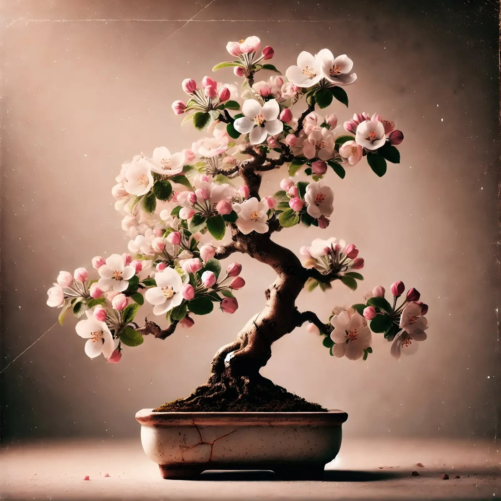 Blühender Apfelblüten-Bonsai – Natürliche Eleganz Poster von scHio