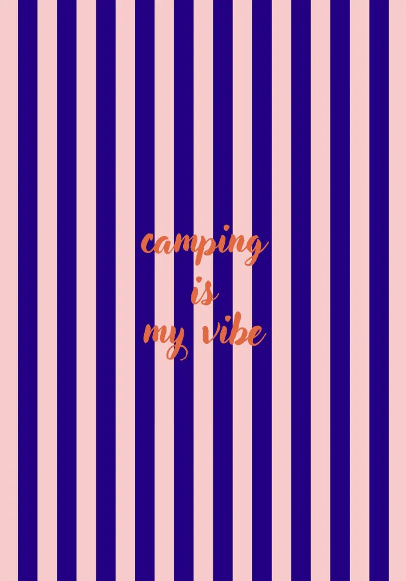 Camping is my vibe stripes tela con Cornice a cassetta da Poster Print Studio