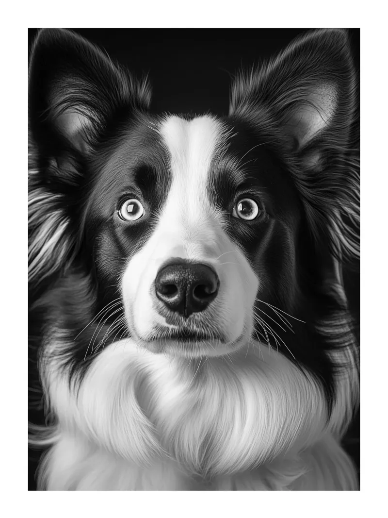 Ritratto di cane Border Collie poster da Monochrome